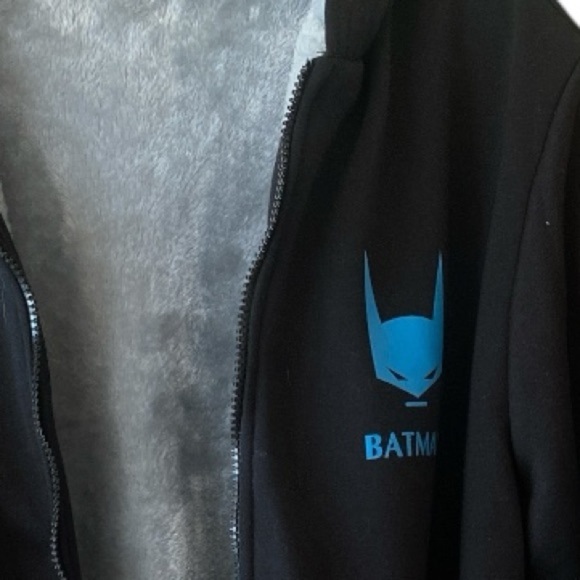 BATMAN Heavyweight Plush Fur Lined Hoodie Dark Navy Blue Size XL Gorpcore - Picture 6 of 9